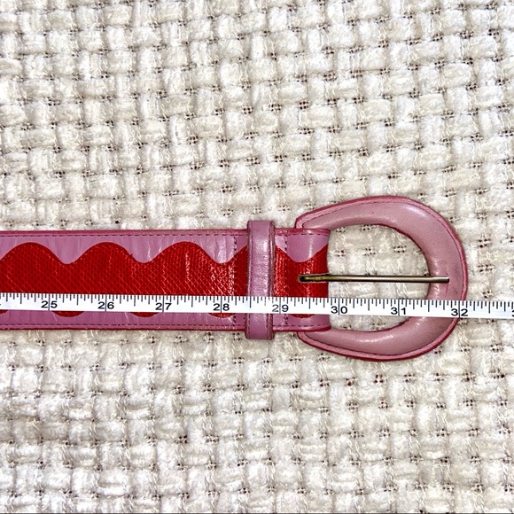 Vintage Pink and Red Leather Belt - Picture 5 of 6